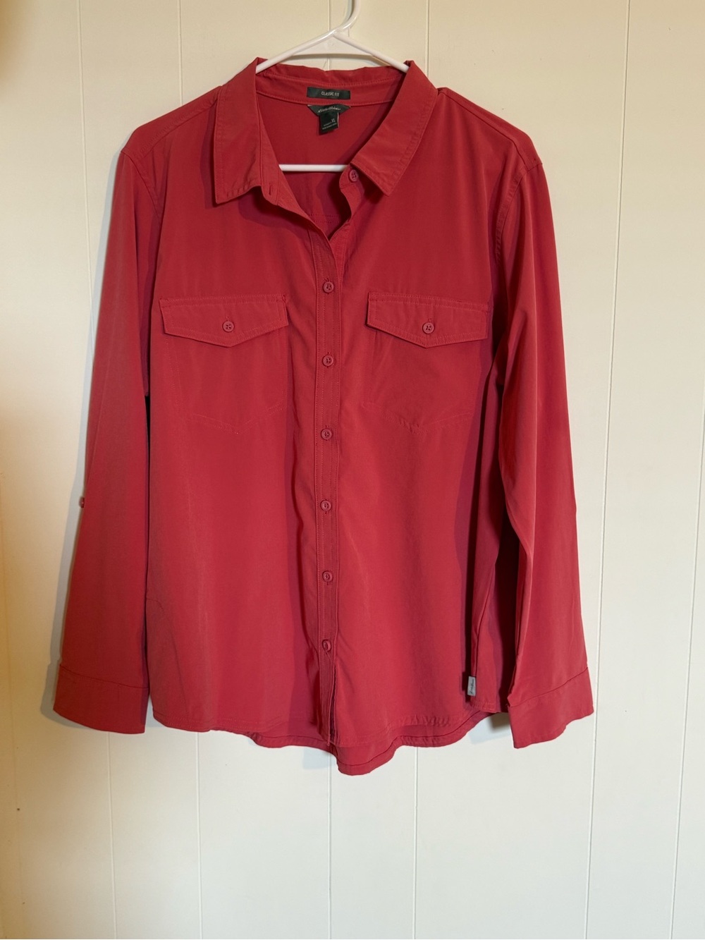 Eddie Bauer Crimson Red Button-Up Shirt Jacket
